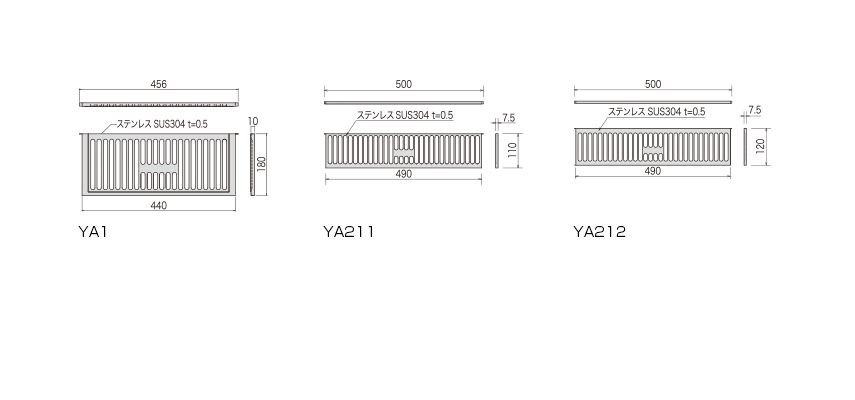 カナイ 建材 金物 ステンレス床下換気金物 YA212 H120×W490 - 4